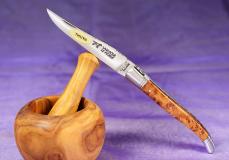 Taschenmesser Laguiole Le Fidele CISELE Thujaholz, guillochierte Biene, brosse - Thuya-Wurzelholz Taschenmesser - Handmade in France