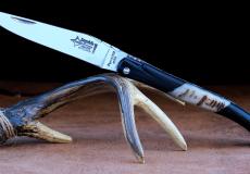 Laguiole-Taschenmesser Arbalete G. David, Edition HIBEN, Ebenholz+Hirschhorn, brillant Taschenmesser - Handmade in France