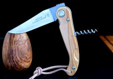 Taschenmesser Claude Dozorme Laguiole, Edition Baroudeur, Olivenholz, mit Korkenzieher Taschenmesser - Handmade in France