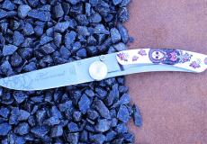 Taschenmesser Claude Dozorme, Thiers Liner Lock, Edition HIPSTER Caribbean Dandy, 11 cm - Kohle (stabilisiert) Taschenmesser - Handmade in France