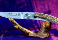 Taschenmesser Claude Dozorme, Thiers Liner Lock, Edition Nature BLÄTTER, Nussbaum Taschenmesser - Handmade in France