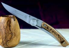 Taschenmesser Claude Dozorme, Thiers Liner Lock, Edition Nature ALPEN, Nussbaum Taschenmesser - Handmade in France