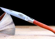 Taschenmesser Laguiole Arbalete Genes David, guillochierte Biene, Padouk Holz, brosse Taschenmesser - Handmade in France