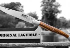 Taschenmesser Laguiole Arbalete Genes David, Pistazienholz, Edition Classic, brosse - Karton (Kunstharz) Taschenmesser - Handmade in France