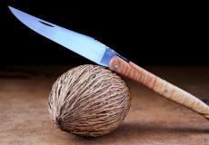 Taschenmesser Laguiole Armand Cayzac, Edition ARON 03, DREOS-Griff, Wacholder/Nuss, brosse - Nussbaum Taschenmesser - Handmade in France