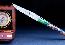 Taschenmesser Laguiole Chevalier, Edition ARECO ASKAN - NORGAND, Damast, Hybridholz, brosse, Plein, double platines