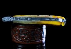 Taschenmesser Laguiole Chevalier Edition AVELINE 08, Widderhorn, Drop9-System, brillant Taschenmesser - Handmade in France