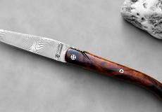 Taschenmesser Laguiole Claude Dozorme, Edition JOOM 06, Damast, Eisenholz, Plein, brosse, guillochierte Biene