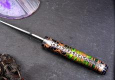 Taschenmesser Laguiole Claude Dozorme, Edition JOOM 12, Damast, Zimt grün, Plein, brillant, guillochierte Biene