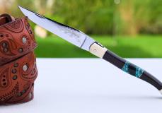Halb-UNIKAT: Taschenmesser Laguiole David Dauvillaire, Edition BERGAS 04, Palisander, Mammutbackenzahn, -stosszahn, Plein, tripple Platines, brillant  Taschenmesser - Handmade in France