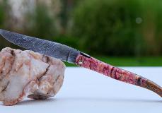 Halb-UNIKAT: Taschenmesser Laguiole David Dauvillaire, Edition BERGAS 10, Damast, Mammutbackenzahn, Mokume, tripple Platines, brillant, Plein - Mokume-Damast Taschenmesser - Handmade in France