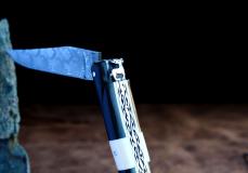Taschenmesser Laguiole du Barry, Edition Hamburg 1000, Modell GERECHTIGKEIT 01, Damast, brillant, Double Platines Taschenmesser - Handmade in France