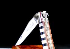 Taschenmesser Laguiole du Barry, Edition PIANO, Knochen/Ebenholz, tripple platines, brillant - Giraffenknochen Taschenmesser - Handmade in France