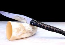 Taschenmesser Laguiole du Barry, Edition TANNOZ 01, guillochierte Biene, Tannenzapfen, brosse, BLACK Taschenmesser - Handmade in France