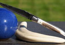 Taschenmesser Laguiole Du Barry, Hirschhorn Kruste, Brut de Forge, 13 cm, brosse Taschenmesser - Handmade in France