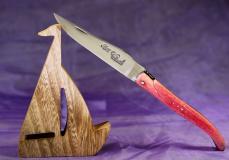 Taschenmesser Laguiole du Barry, Plein, double Platine Giraffe, rot, brosse - Giraffenknochen Taschenmesser - Handmade in France