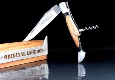 Taschenmesser Laguiole du Barry, WINOS 3, Korkenzieher, Ebenholz/Olivenholz, guillochierte Biene, brosse  Taschenmesser - Handmade in France