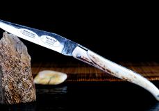 Taschenmesser Laguiole en Aubrac, Brut de Forges, double platines, brosse, Hirsch Horn - Hirschhorn Taschenmesser - Handmade in France