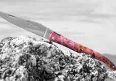 Taschenmesser Laguiole en Aubrac, Edition BELLE 31, Kastanienholz, Plein, guillochierte Biene, brosse Taschenmesser - Handmade in France