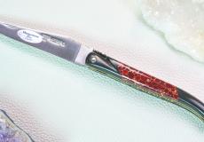 Taschenmesser Laguiole en Aubrac, Edition MAGIQUE 05, Jaspis/Ebenholz, guillochierte Biene, brosse, plein