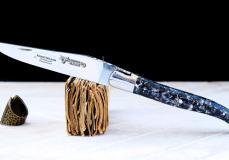 Taschenmesser Laguiole en Aubrac, Edition ORGANIC 03, Muschel, guillochierte Biene,brillant - Muschelschalen Taschenmesser - Handmade in France