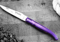 Taschenmesser Laguiole en Aubrac, JUMA 07, Violet, PLEIN, guillochierte Biene, brosse