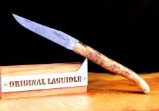 Taschenmesser Laguiole Goyon-Chazeau, Edition GARCIA 04, Lindenholz, Damast, double platines, Plein Taschenmesser - Handmade in France