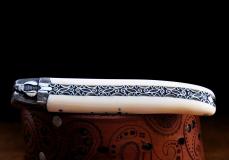 Taschenmesser Laguiole Honore Durand Edition METEOR 06, Meteorit, Warzenschwein, double Platines, brillant - Warzenschweinstoßzahn Taschenmesser - Handmade in France