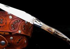 Taschenmesser Laguiole Philippe Voissière, Edition OXYL 04, Widderhorn, Double Platines, brillant Taschenmesser - Handmade in France