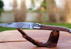 Taschenmesser Laguiole Tradition, guillochierte Biene, Damast, Rosenholz, brillant Taschenmesser - Handmade in France