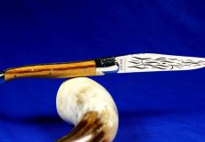 Taschenmesser Limitiertes Laguiole "Honore Durand" guillochierte Biene, Serpent / Marmorholz, Fabrice Lefort Taschenmesser - Handmade in France