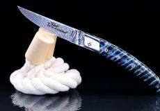 Taschenmesser Thiers Claude Dozorme, GIRLANDUS 15, Damastklinge, Mammutbackenzahn blau