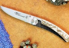 Thiers-Taschenmesser Claude Dozorme, Edition JERO, ALPEN 11 cm, brosse - Kohle (stabilisiert) Taschenmesser - Handmade in France