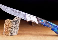 UNIKAT: Jagdmesser Claude Dozorme, Edition MORLOS 18, Hybrid-Holz, Damast, brosse