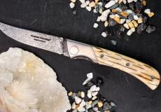 UNIKAT: Jagdmesser Claude Dozorme, Edition MORLOS 27, Mammutstoßzahn, Damast, brosse