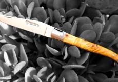 Unikat: Taschenmesser Laguiole en Aubrac, AURORA 04, brosse, Kastanienholz, guillochierte Biene Taschenmesser - Handmade in France