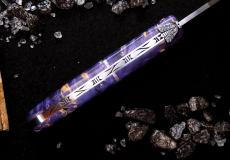 UNIKAT: Taschenmesser Laguiole en Aubrac, Edition BLAUE BIENE, Holunderholz, guillochierte Biene, brosse