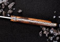 UNIKAT: Taschenmesser Laguiole en Aubrac, Edition DROLEK 06, Pappelholz, guillochierte Biene, brosse