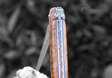 UNIKAT: Taschenmesser Laguiole en Aubrac, Edition MARLIN 07, Lindenholz, brosse, Plein Taschenmesser - Handmade in France