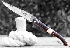 UNIKAT: Taschenmesser Laguiole en Aubrac, Edition MEDITEM 07, Ebenholz, plein, brosse, guillochierte Biene - Warzenschweinstoßzahn Taschenmesser - Handmade in France