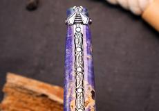 UNIKAT: Taschenmesser Laguiole en Aubrac, Edition VELION 18, Holunderholz, guillochierte Biene, brosse, Damast