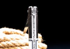 UNIKAT: Taschenmesser Chevalier Laguiole, LORAC 03, brosse, Ebenholz/Knochen, guillochierte Biene + 25 CARMOS - Os (Rinderknochen) Taschenmesser - Handmade in France