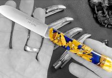 UNIKAT: Taschenmesser Le Fidele, EMMAS SEELE, Edition FIDELLOS 05, brosse, Kunstharz + Holz