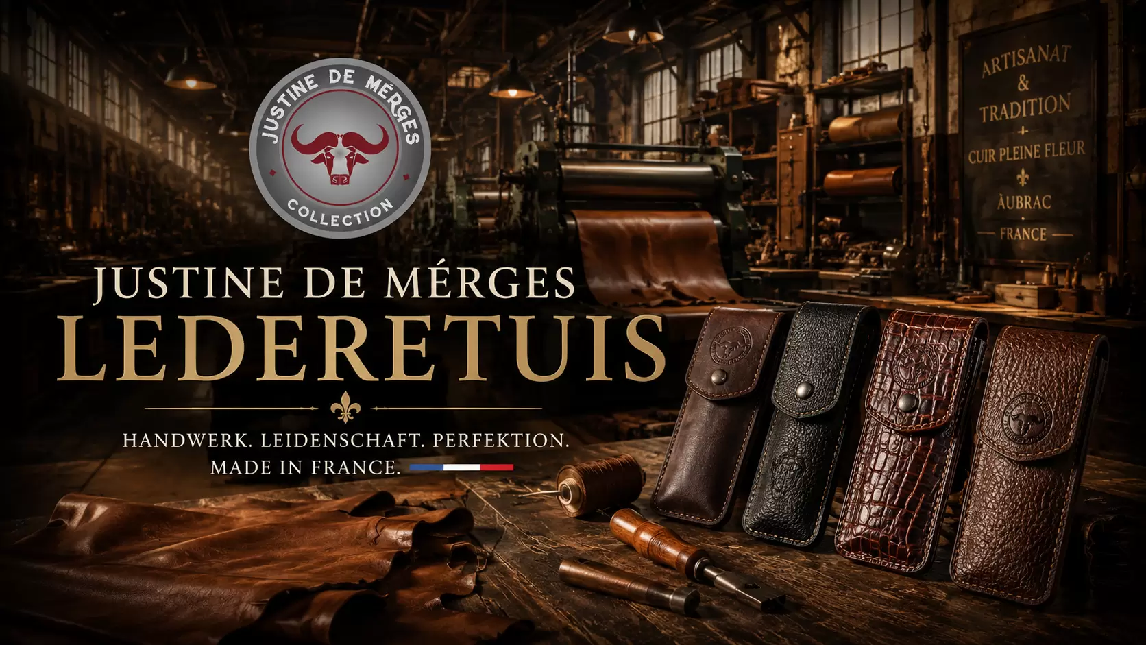Justine de Mérges - exklusive Lederetuis Justine de Mérges - exklusive Lederetuis für Laguiole-Messer