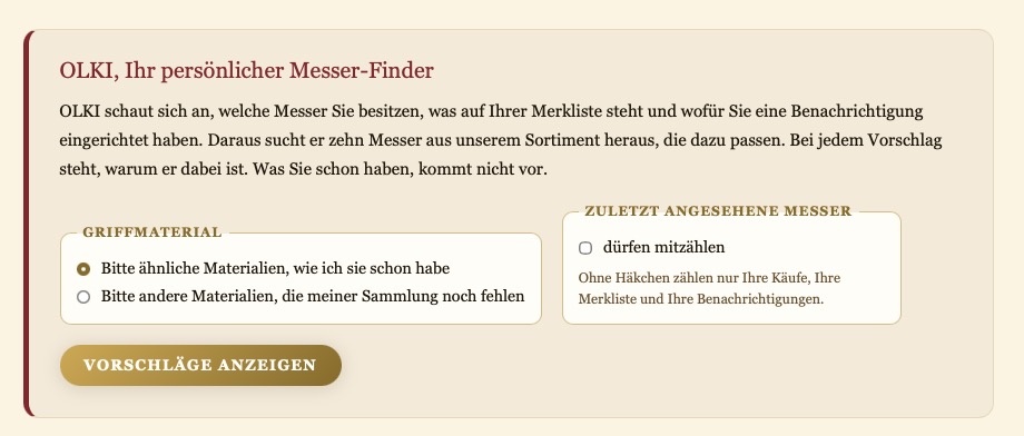 OLKI, Ihr persönlicher Messer-Finder