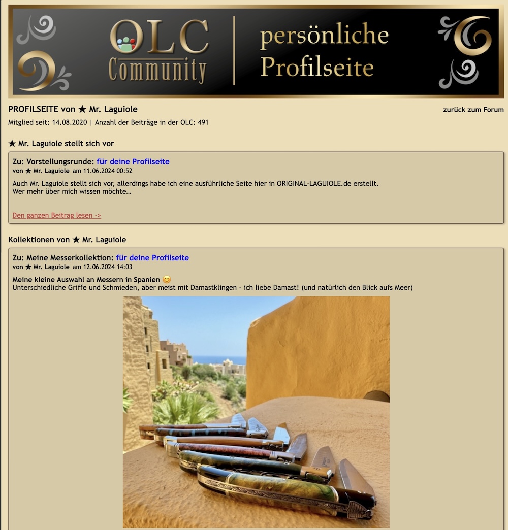 in OLC PROFILSEITE