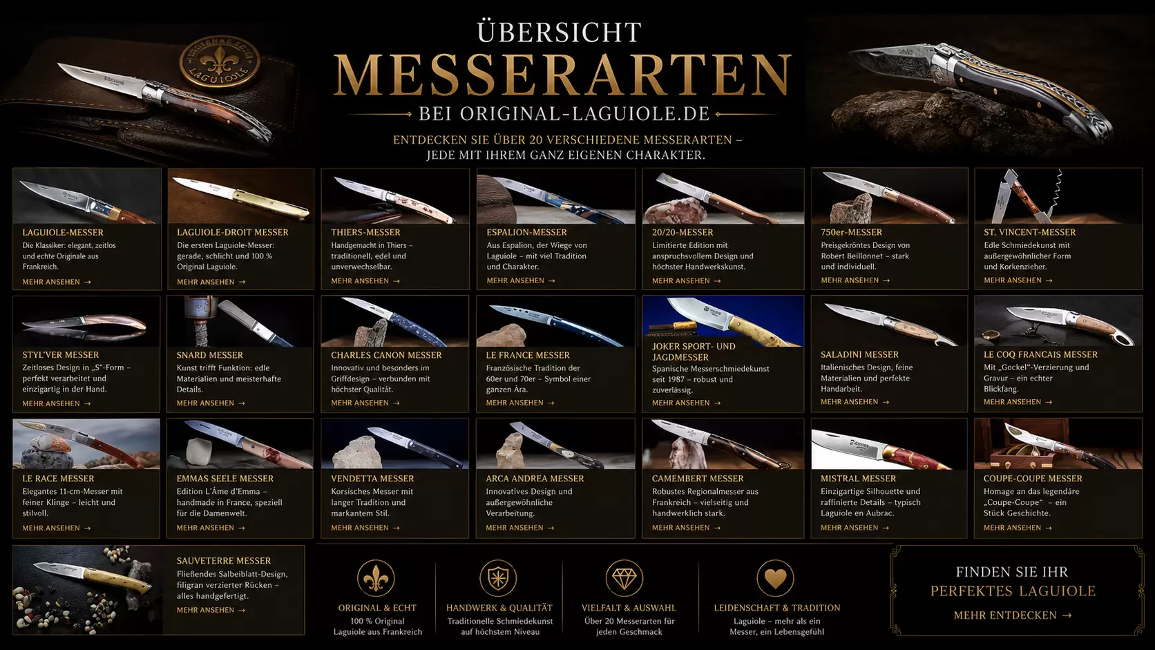 Übersicht aller Messerarten bei original-laguiole.de