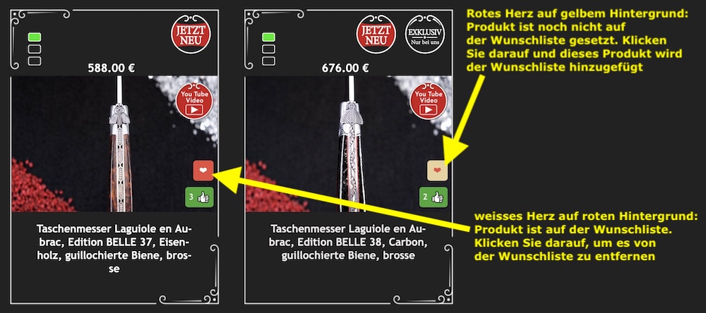 Wunsch- und Vergleichsliste bei original-laguiole.de