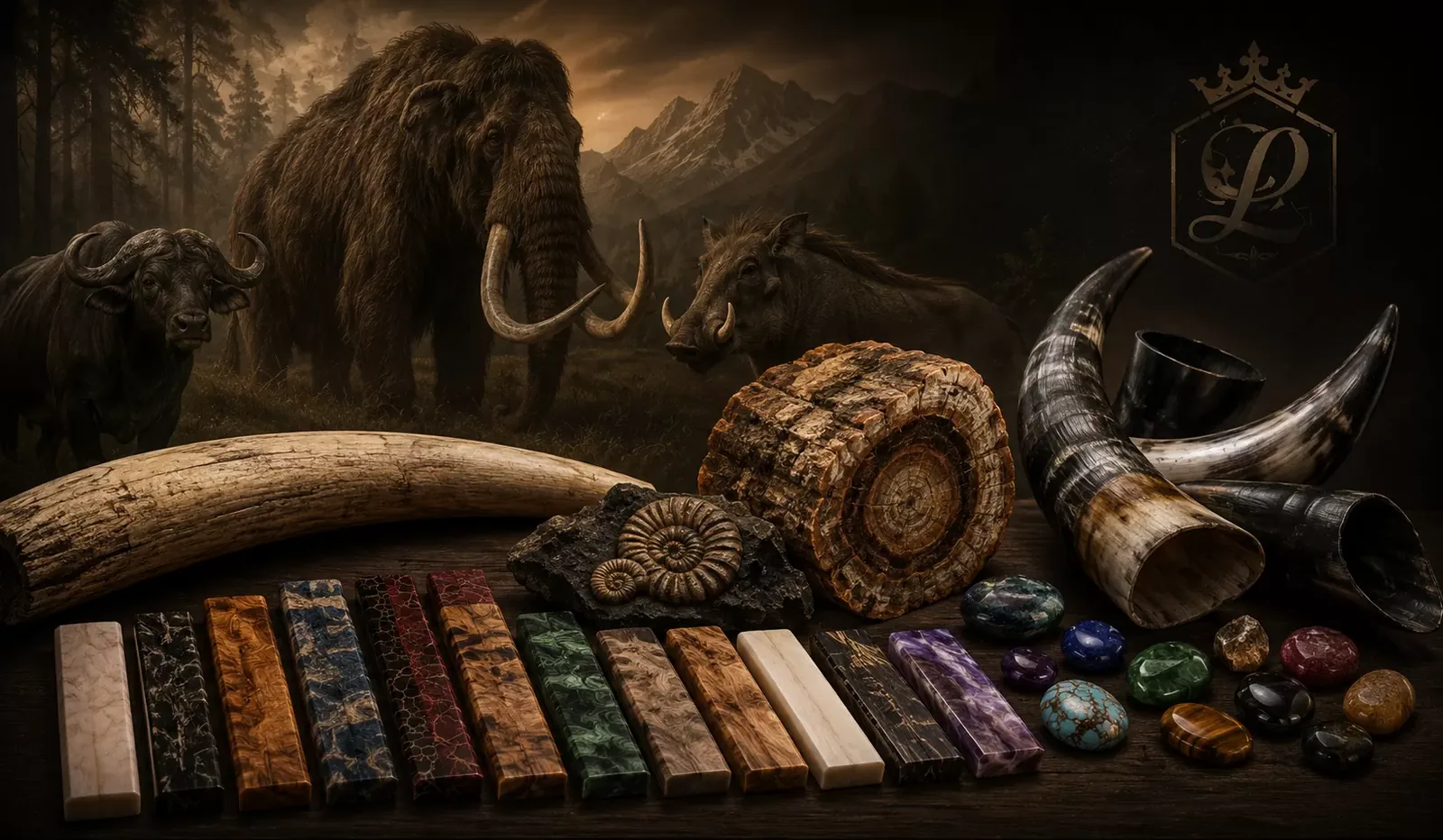 Außergewöhnliche Griffmaterialien - Horn, Mammut, Olivenholz, Damast